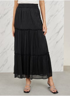 اشتري Lurex Striped Ruffle Detail Tiered Maxi Skirt في السعودية