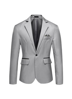 Buy Foreign Trade Amazon New Mens Slim-fit Single-breasted Suit Youth Fashion Casual Wedding Banquet Dress Jacket Grey in UAE