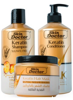 Buy Keratin Shampoo, Conditioner and Hair Mask (Set) for Hair Growth - Sulfate Free - for Color Treated Damaged & Dry Hair, Keratin Hair Treatment for Smoothing & Nourishing - Volume and Shine - Ultra Nou in UAE