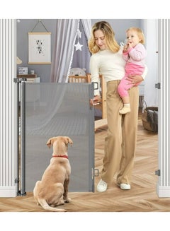 اشتري بوابة سلامة قابلة للتعديل للأطفال للأبواب أو السلالم، بحجم كبير، بوابة أطفال قابلة للسحب بأبعاد 42 * 71 بوصة، باللون الرمادي. في الامارات