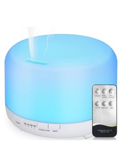 Buy Diffuser Humidifier 450 ml Ultrasonic Aromatherapy Humidifier Colourful LED Lamp with Remote Control Function for Yoga Salon SPA Living, Sleeping, Bathing, Hotel, Pure White in Egypt