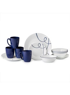 Buy 16 Piece Classic Lia  Dinnerware Set White And Blue in UAE