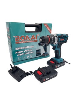 اشتري BONAI Tool Set with Drill, Cordless Drill Tool Kit Household Power Tools Drill Set with 2 pcs 36V Li-Ion Battery & Charger for Home Tool Kit with 15 Pieces Bits في الامارات