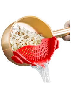 Buy Silicone Clip-On Colander, Heat Resistant Vegetable and Pasta Drainer, Kitchen Gadget for Bowls, Pots and Pans - Essential Home Cooking Tools, Red in Saudi Arabia