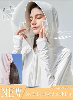 اشتري Lightweight Sun Protection Clothing For Women, UPF 50+ Long Sleeve Sun Protection Hoodie Shirt, Long Sleeve Ice Silk Hoodie Shirts for Outdoor Climbing Hiking في الامارات