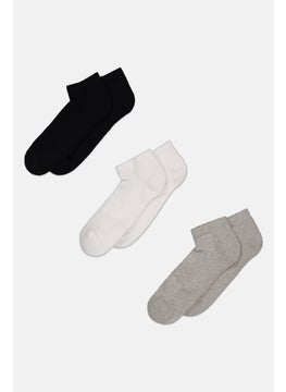 Buy Men 3 Pair Ankle Socks, Dark Navy/Grey/White in UAE