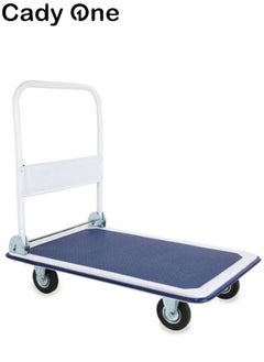 Buy Iron Platform Folding Trolley Blue/White 70x50cm in Saudi Arabia