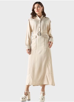 Buy Button Down Belted Dress in Saudi Arabia