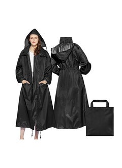 اشتري Rain Coats for Women, Long Waterproof Coat Windproof Raincoat Lightweight Poncho Quick Dry Long Rain Jacket Hooded Raincoat for Women, Free Size(Black) في الامارات