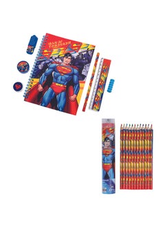 اشتري Stationery Superman Man of Tomorrow  12Pc Tin Tube Coloring Pencils & 7Pc Ziplock Set في الامارات