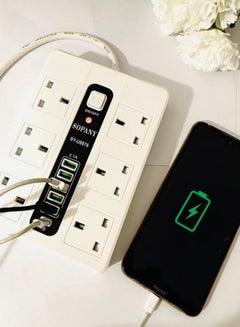 Buy Sopany 3-meter power connection, six ports + 5 USB charging ports, in Saudi Arabia