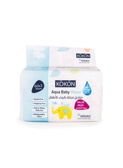 Buy Pack Of 180 Aqua Baby Wipes, 3 X 60 Wipes, 1 Kit in Saudi Arabia