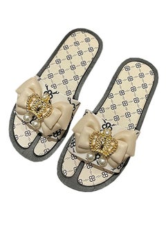 اشتري Ladies Fashion Summer Bow Slippers Outdoor or Indoor Flat Beach Sandals في الامارات