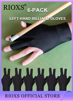 Buy 6 Pcs Highly Elastic 3 Fingers Billiard Gloves for Men and Women Non-slip Pool Glove Snooker Cue Sport Wear on the Left Hand in UAE