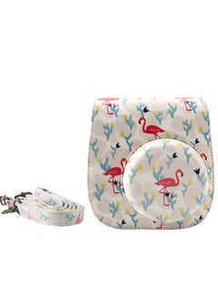 اشتري Case for Fujifilm Instax Mini 11/12 Case PU Leather Instant Camera Cover with Adjustable Strap [ Designed Cover for Fujifilm Instax Mini 11/12 Instant Camera Bag ] -White Flamingo في الامارات