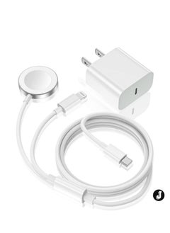 Buy "2-in-1 USB-C Fast Charger for Apple Watch & iPhone - 6FT Magnetic Cable with 15W Wall Adapter" in UAE