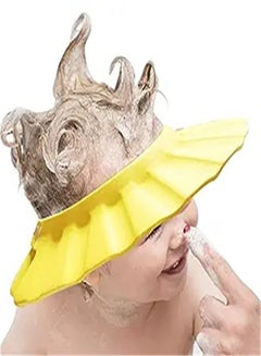 Buy Goolsky  BABY Shower Cap Soft Adjustable Baby Bath Head Cap Visor for Washing Hair Shower Bathing Protection Bath Cap for Toddler, Baby, Kids, Children (Yellow) in UAE