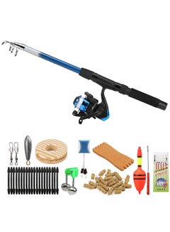 Buy Fishing Rod and Reel Combo Kit 1.8m Telescopic Fishing Rod Pole and Spinning Reel Set with Lures Swivels Bell Float Hair Rigs Fishing Accessories in Saudi Arabia