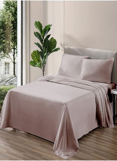 Buy Plain sheet set with fabric pattern - color: coffee - with 2 pillowcases. in Egypt