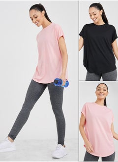 اشتري Pack of 2 - Solid Curved Hem Activewear Top في السعودية