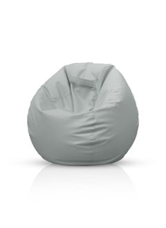 Buy PVC  Bean Bag Filled Multi Purpose Faux Leather Bean Bag Grey in UAE