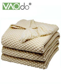 Buy Knit Blanket Cozy Soft Blanket Machine Washable Throw Blanket for Couch Decorative Bed Blankets Off Throw Blanket 110*150CM Brown in UAE
