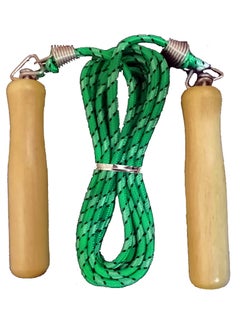 اشتري حبل قفز قطن قابل للتعديل مقابض خشبية - أخضر في مصر