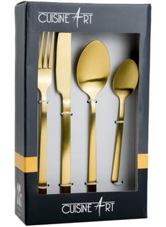 اشتري Claire 19-Piece Cutlery Set - Elegant Gold Stainless Steel Flatware في الامارات