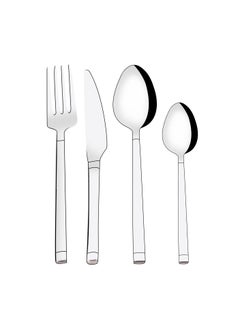 Buy Serenk Barcelona 24-Piece Premium 18/10 Stainless Steel Cutlery Set - Sleek, Durable Flatware for Modern Dining in UAE