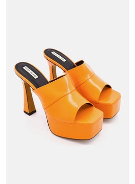 اشتري Women Claude Slip On Open Toe Block Heel Sandals, Orange في السعودية