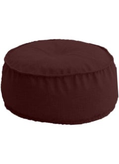 Buy Linen Round Ottomans Floor Cushion Wine Red in Saudi Arabia