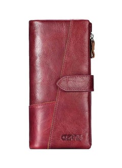 Buy Flap Closure Genuine Leather Wallet Red in UAE