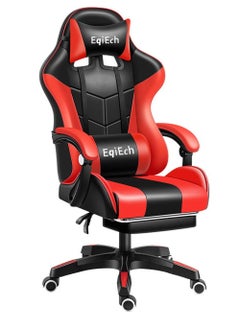 Buy Computer Chair With Footrest And Lumbar Support Height Adjustable Game Chair With 360° Swivel Seat And Headrest Armrest For Office Or Gaming in Saudi Arabia