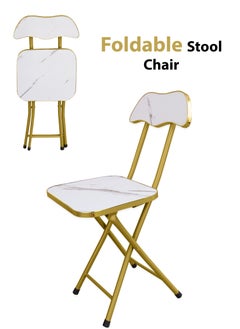 اشتري Portable Foldable Marble Wooden Square Chair Folding Stool Seats Metal Frame For Breakfast Computer Office Workstation Kitchen Balcony Home Dining Outdoor Picnic Beach Desert Camping في الامارات