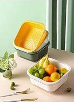 Buy Kitchen Utensils Basket and strainer sink for washing and drying vegetables and fruits, vegetable basket carrot copper potato hand slicing kitchen accessories (medium size, orange) in Egypt