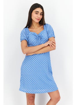 Buy Women Polka Dots Mini Dress, Blue/White in UAE