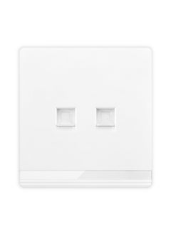 Buy Telephone + Computer socket, 2 Gang, Double Data Socket with Shutter, White/Ivory Finish in UAE