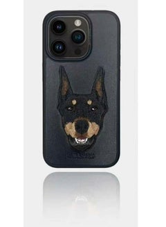 Buy Curtis Series Embroidery Dog Phone case Compatible with iPhone 15 Pro Max - Black in UAE