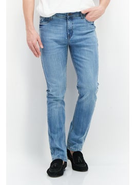 Buy Men Straight Fit Wash Stretchable Denim, Light Blue in UAE