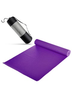 اشتري PVC Yoga Exercise Mat With Carrying Bag 6MM Thick x173cm Lx61cm W, Purple في مصر