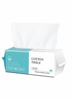 Buy Cotton Facial Dry Wipes 100 Count, Deeply Cleansing Face Towel, Multi-Purpose for Skin Care, Make-up Wipes, Face Wipes and Face Towel Super Soft Cotton Tissue Dry Wet Dual Use Cotton, Facial Tissue in UAE