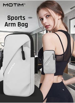 اشتري Sports Armband Mobile Phone Arm Bag Mobile Phone Holder Passport Travel Wallet Bag for Smartphones up to 7 Inches for Running Jogging and Fitness Yoga Hiking Grey في الامارات