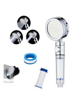 اشتري Original Tycom Shower Head, Eco Power High Pressure Water Softener Filtered Handheld Showerhead with Spa like Ionic beads for Dry Skin & Hair - 3 Spray Settings Fiber Filter & Ball في الامارات