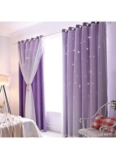 Buy Blackout Curtains, Decorative Thread Foil Blackout Curtains, Thermal Insulated Room Darkening Curtains for Bedroom Living Room in UAE