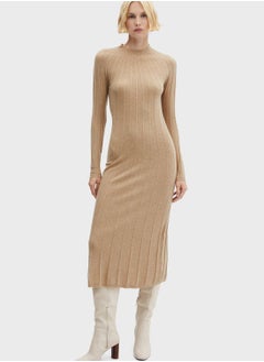 اشتري High Neck Ribbed Dress في الامارات