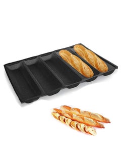 Buy SYOSI Baguette Pan Nonstick Perforated Silicone Bread Baking Forms Sandwich Mould Tray 5 Slots French in Saudi Arabia