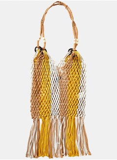 اشتري Striped Fringe Crochet Tote Bag في مصر