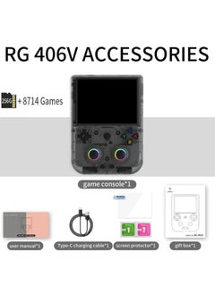 اشتري RG406V Handheld Game Console Unisoc T820 Android 13 4-inch IPS multi-touch screen 5500mAh 5G WIFI Bluetooth Retro Video Players (Black Transparent 256G) في الامارات