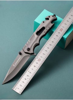 اشتري Outdoor All Stainless Steel High Hardness Camping Survival Folding Knife Portable - Grey في السعودية