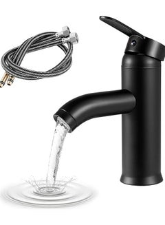 Buy Wash Basin Mixer Faucet,Bathroom Basin Faucet,Water Mixer Kitchen Hot and Cold Water, Single Tap for Sink, Bathroom Sink Faucets with Included Hoses (Short) in Saudi Arabia